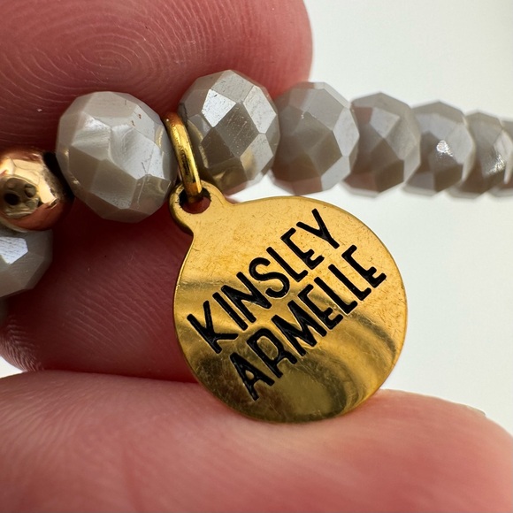 Kinsley Armelle Gray and Gold Beaded Stone Stretch Bracelet like New - Picture 4 of 5